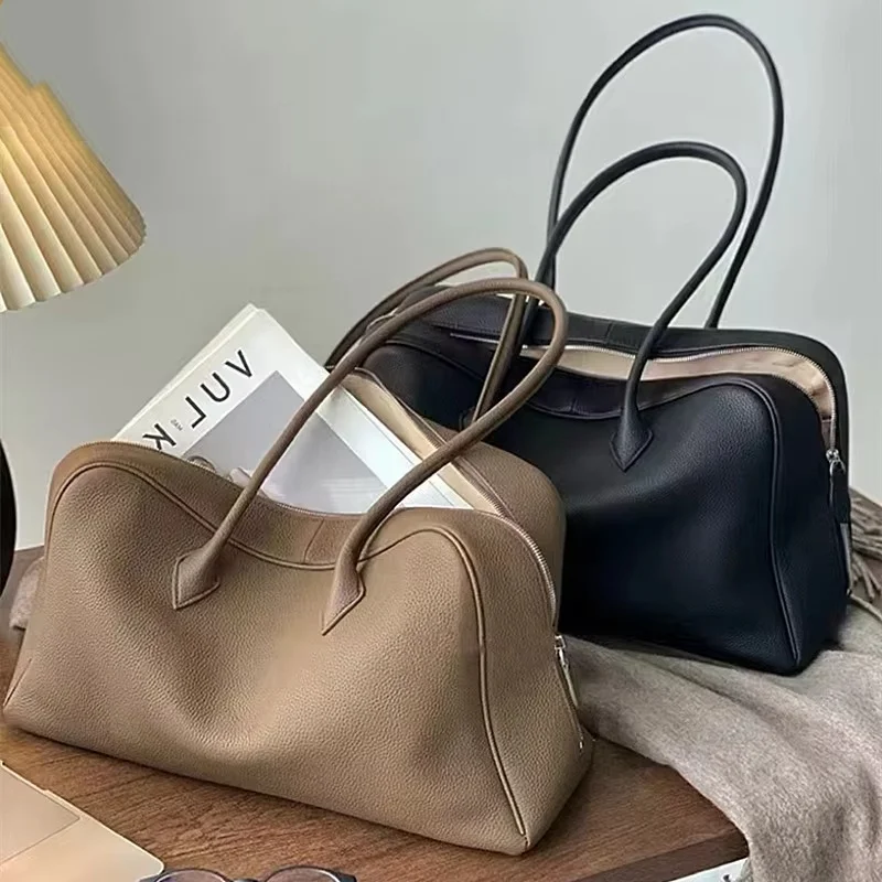 Luxury Bags Office - Simple Imported Cow Leather Large Tote