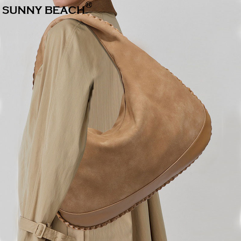 Fashion Large Capacity Shoulde - Half Moon Bag Suede ulasan dan harga