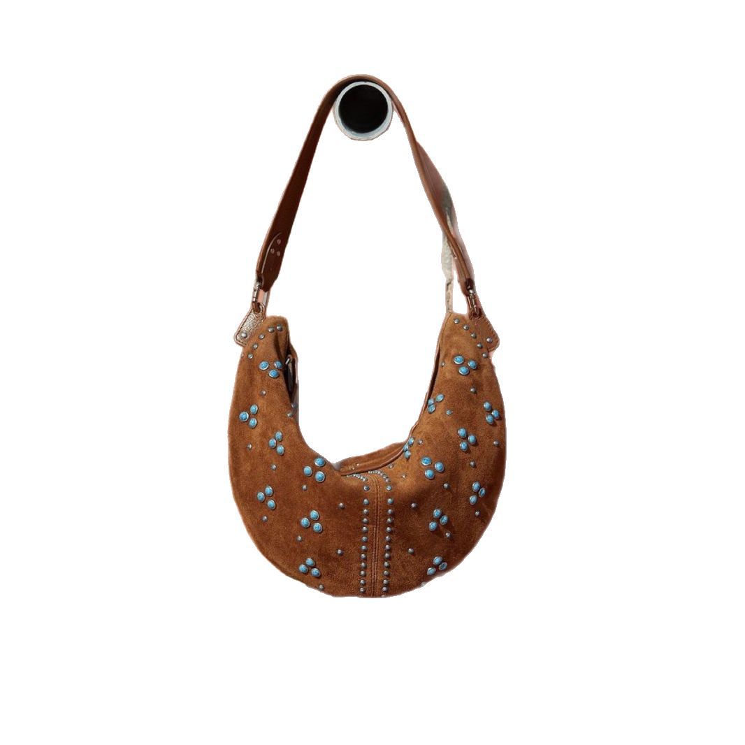 Niche Design Women's Bag Retro - Half Moon Bag Suede ulasan dan harga