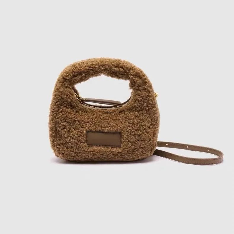 Half Moon Design Lamb Wool Han - Half Moon Bag Suede ulasan dan harga
