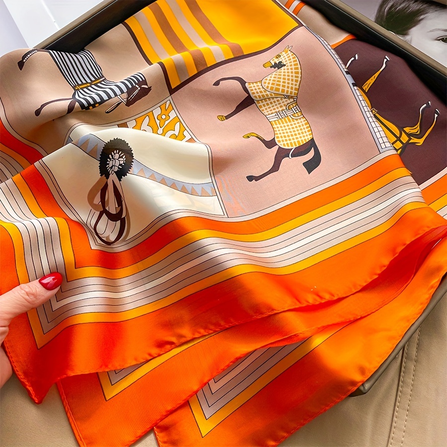 Luxury Horse Pattern Silk Squa - Luxury Bags Office ulasan dan harga