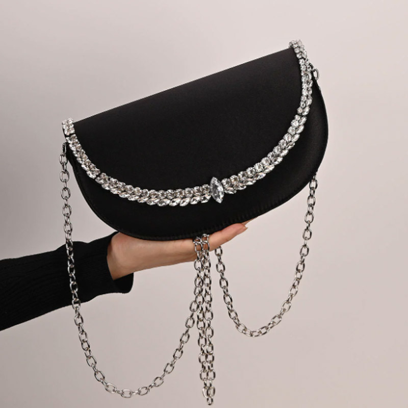 Luxury Sparkling Diamond Asymm - Half Moon Bag Suede ulasan dan harga