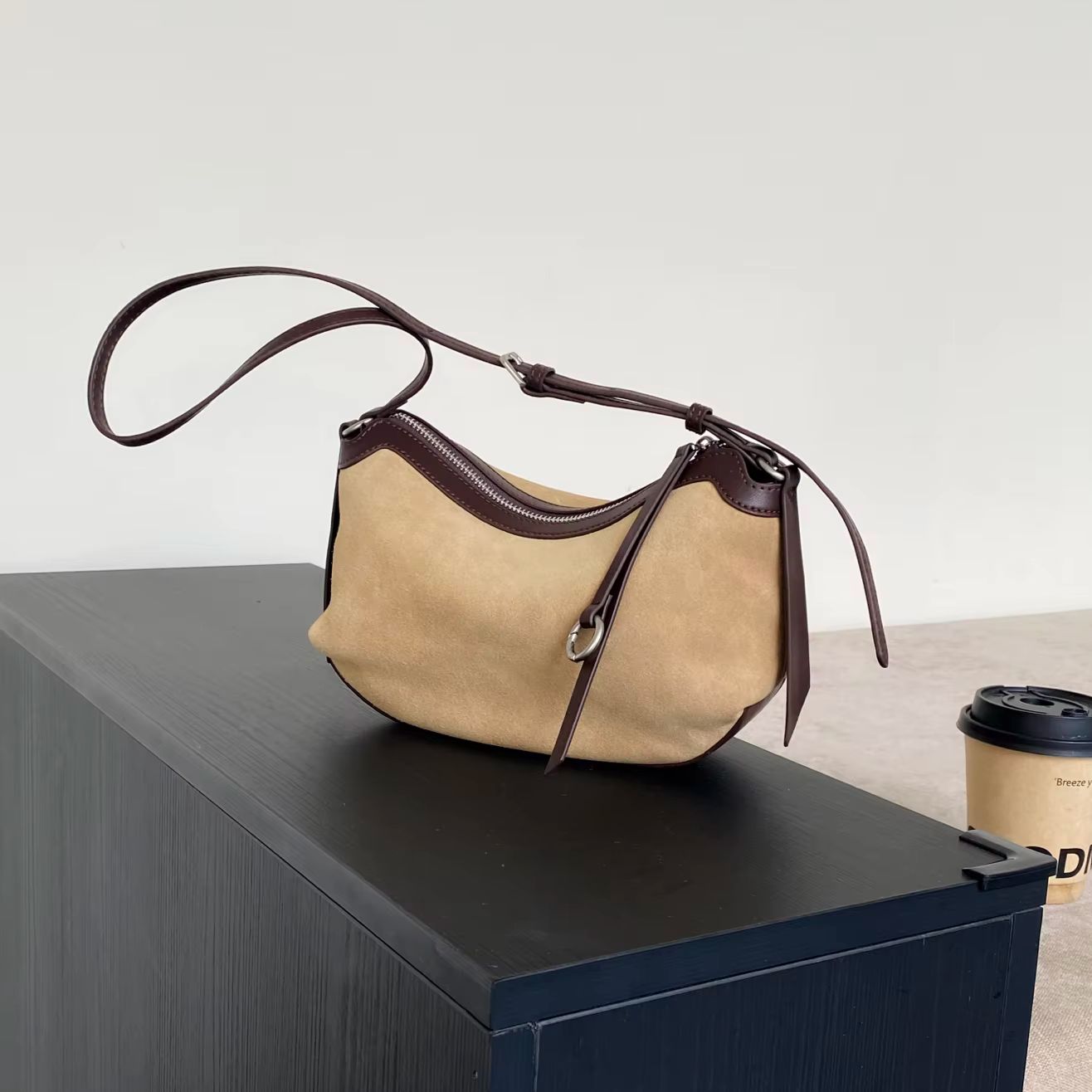 Matte Suede Genuine Leather Ho - Half Moon Bag Suede ulasan dan harga