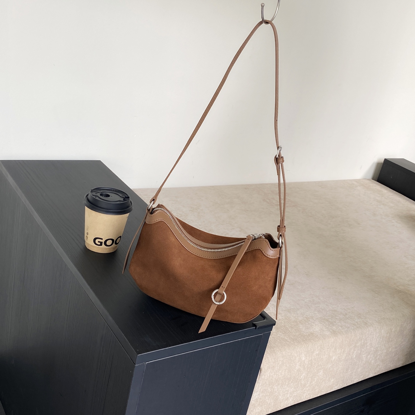 Matte Suede Genuine Leather Ho - Half Moon Bag Suede ulasan dan harga