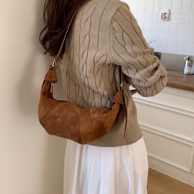 JIAERDI Retro Solid Color Sued - Half Moon Bag Suede ulasan dan harga