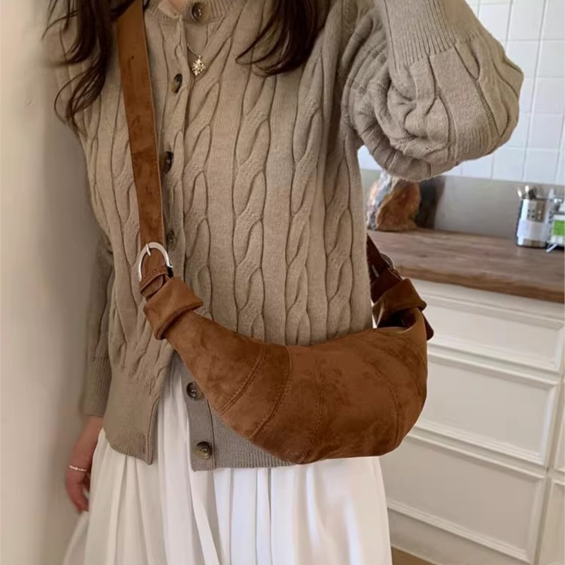 JIAERDI Retro Solid Color Sued - Half Moon Bag Suede ulasan dan harga