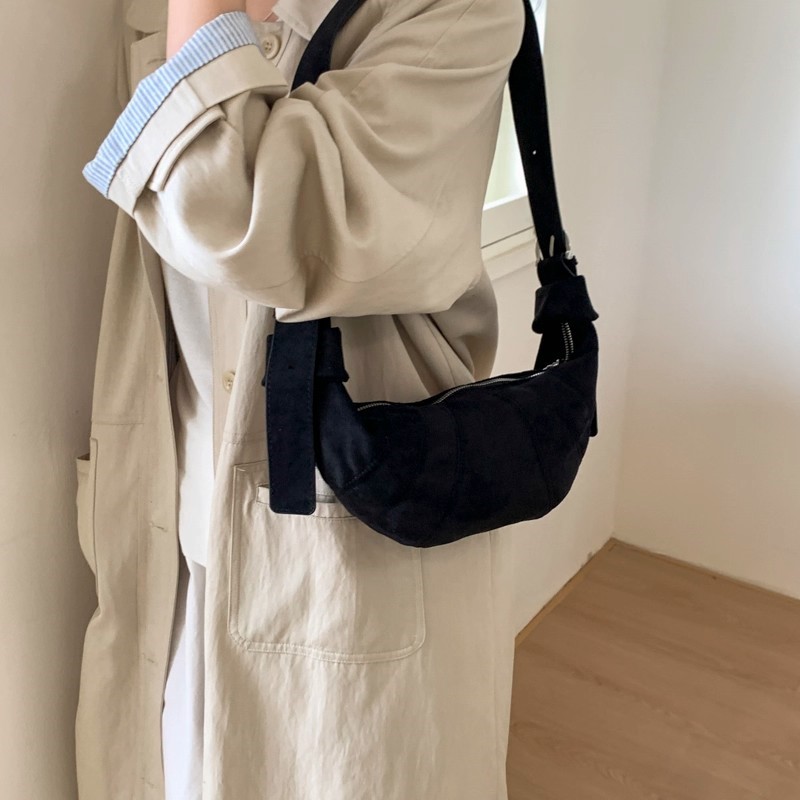 JIAERDI Retro Solid Color Sued - Half Moon Bag Suede ulasan dan harga