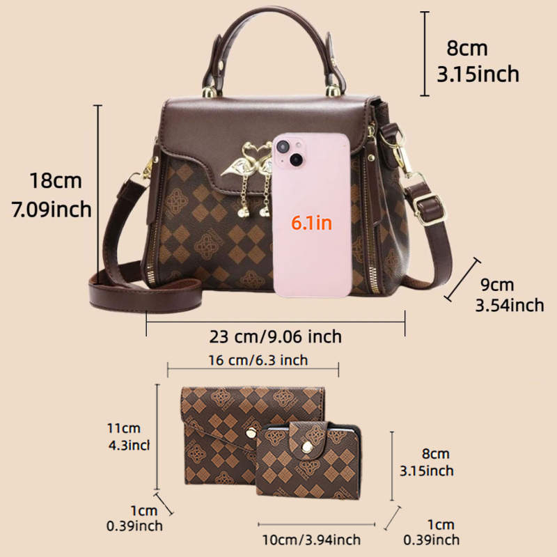 3-piece women's bag set, light - Luxury Bags For You ulasan dan harga