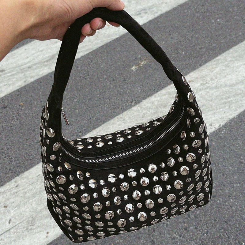 Fashion Studded Shoulder Bag F - Half Moon Bag Suede ulasan dan harga